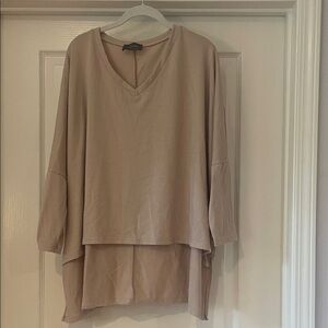 Chic Beige V-Neck Tunic Top‎